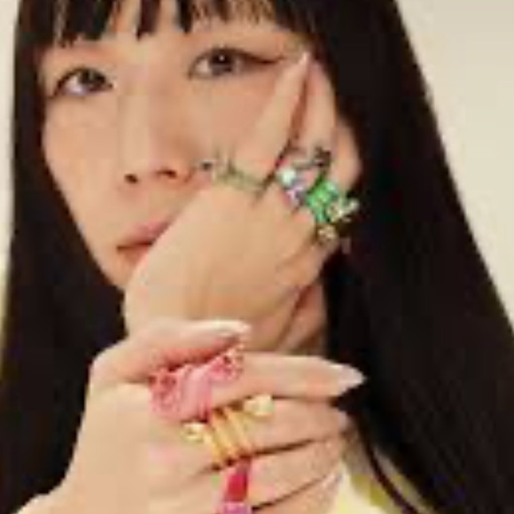 NAILS BY ME X JCREW STACKED CRYSTAL RING SZ 7 NWT - Picture 2 of 9